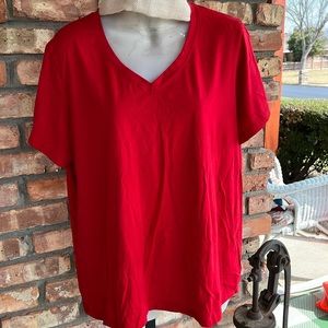 Time and Tru red v-neck short sleeve like new Christmas or Valentine’s Day top